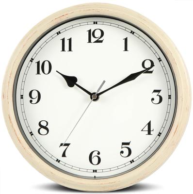 Nbdeal Wanduhr Funkuhr Dauersekunde Lautlos Durchmesser 28cm Analog Antenne Retro Beige FG-887