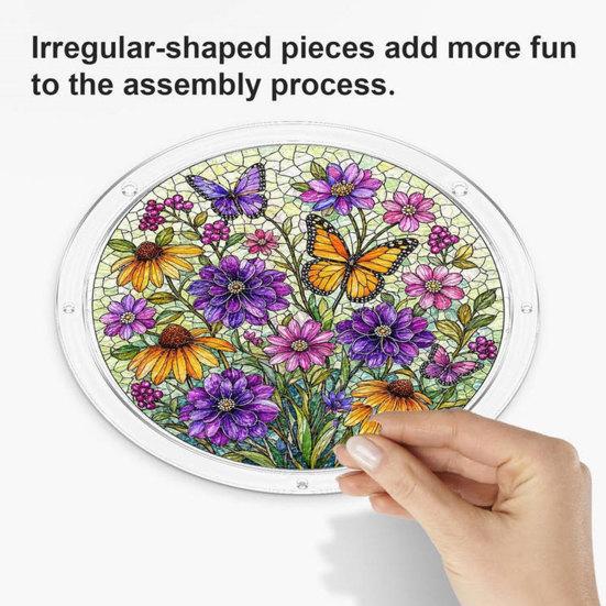 Acrylic Puzzle Suncatcher Decoration, Stained Glass Door Window Hanging Ornament, DIY Puzzle Crafts Pendant for Adults, Puzzle Enthusiasts