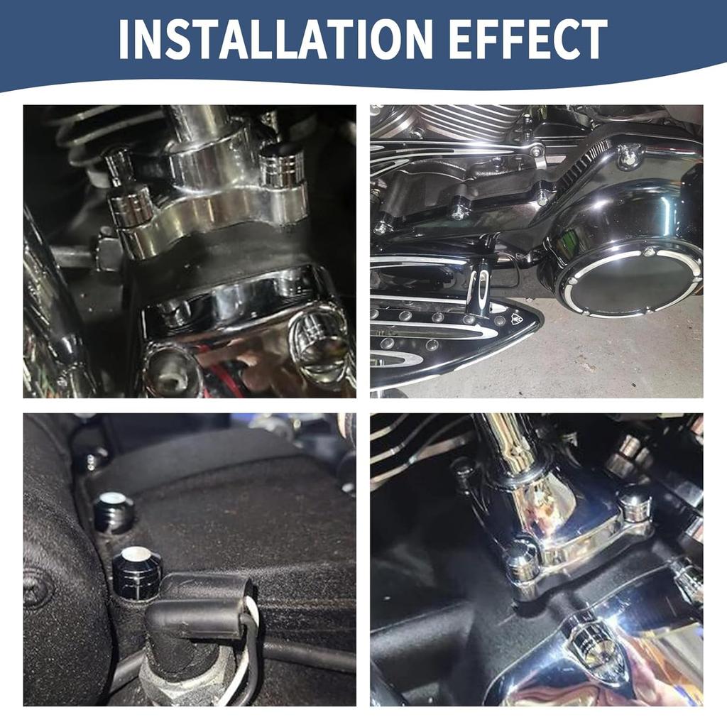 10 Pcs Motorcycle Bolt Covers Chrome Bolt Head Caps Kit Fit for Harley Touring Road King Street Glide Road Glide Sportster 883 Dyna Fat Bob Softail