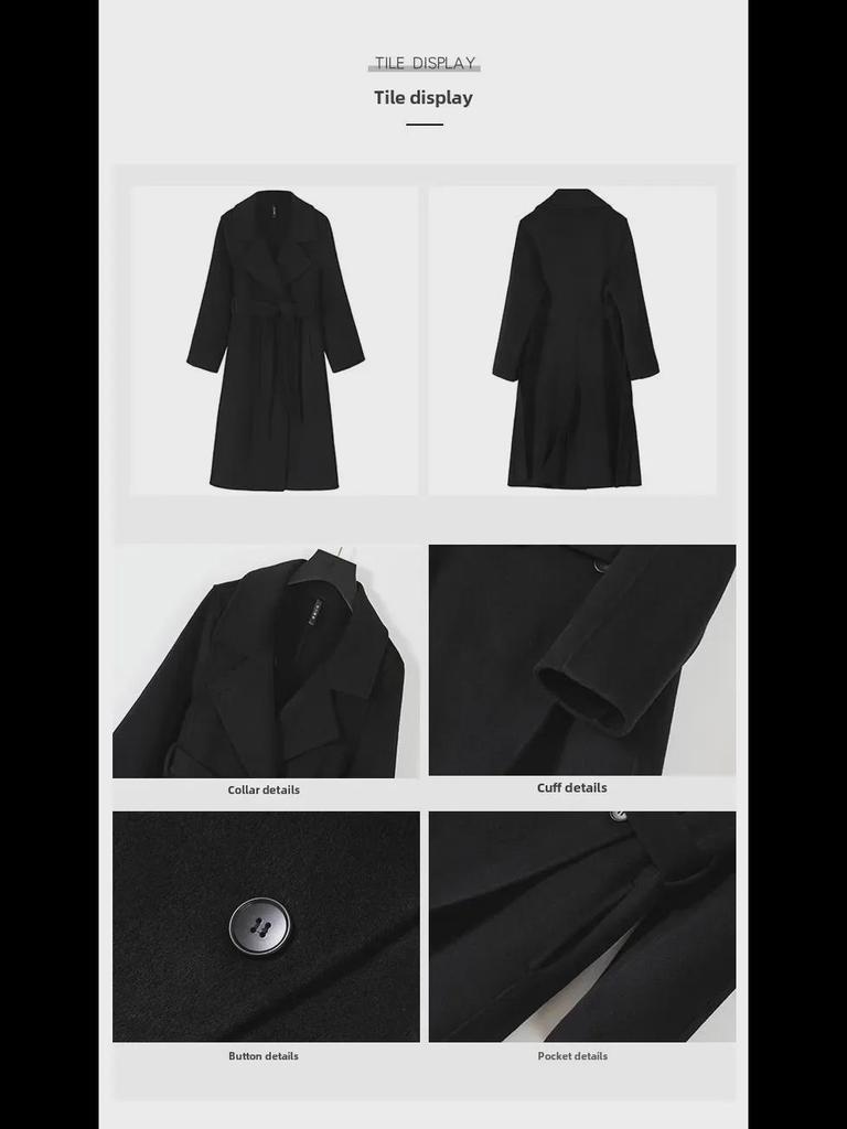2023 Autumn/Winter Slim Double-Faced Wool Coat - Over-Knee Length
