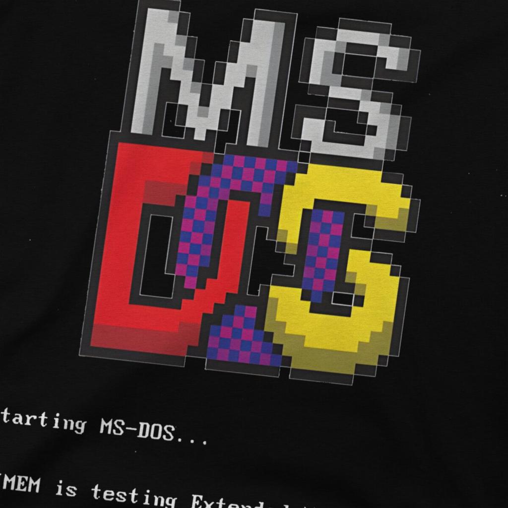 Elegant T-Shirt for Men MS-DOS Funny Cotton Tee Shirt Round Collar Short Sleeve T Shirt Printed Clothes