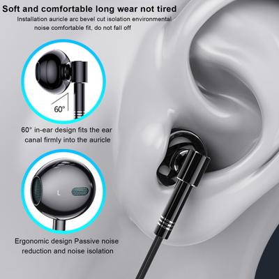 C81 Wired Earphones Dual Microphone In-ear Ergonomic Noises Canceling Right Angle Recording Live Streaming Gaming Earbud Headphone