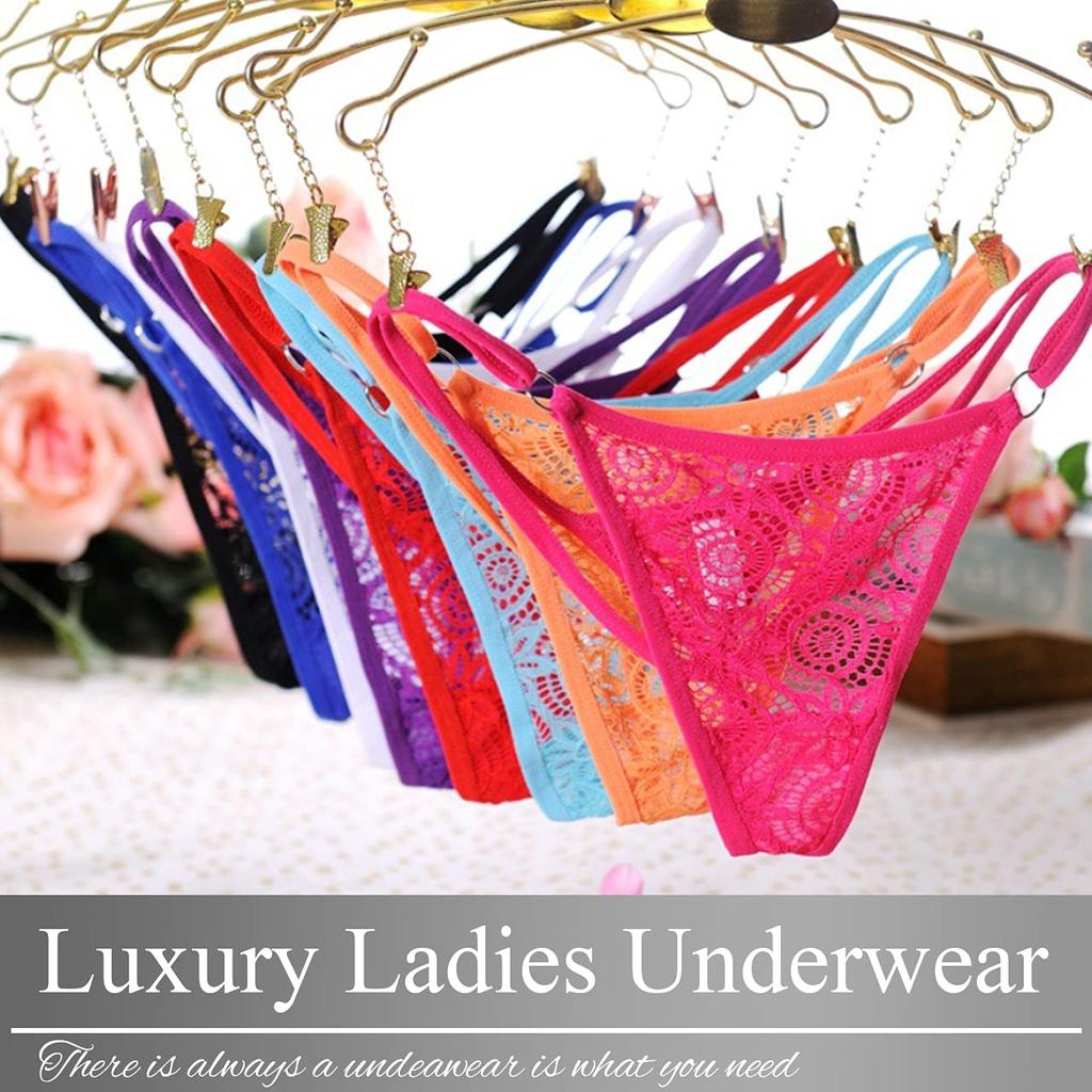 BUZZxSELECTION Lace Floral Sexy Underwear Panties Lingerie TV119 Women's T-Back (05.Orange)