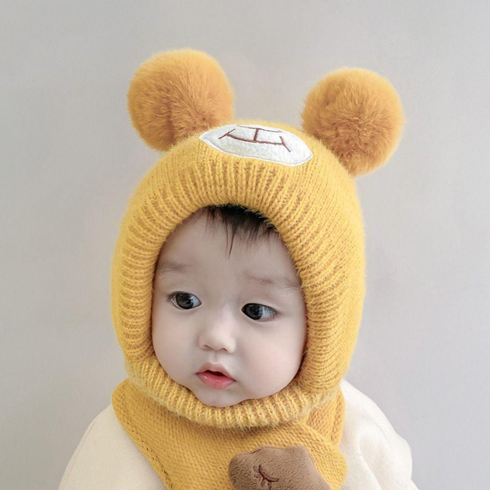 Wool Kids Ear Protection Hat Solid Color Kids Crochet Hat Winter Baby Beanie Cap  Outdoor