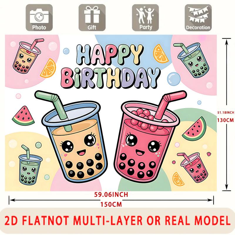 Party Backdrop Happy Birthday Birthday Multicolor Photo Booth Background Wall Decor