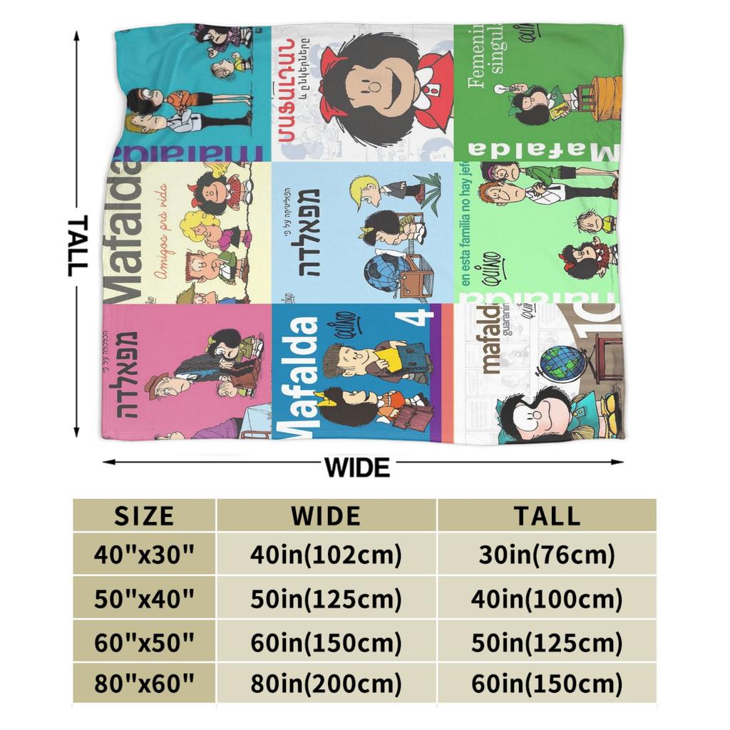 Mafalda Flanelldecke Anime Fantastische Wohndecke für Zuhause Hotel Sofa 200x150cm Bettüberwürfe