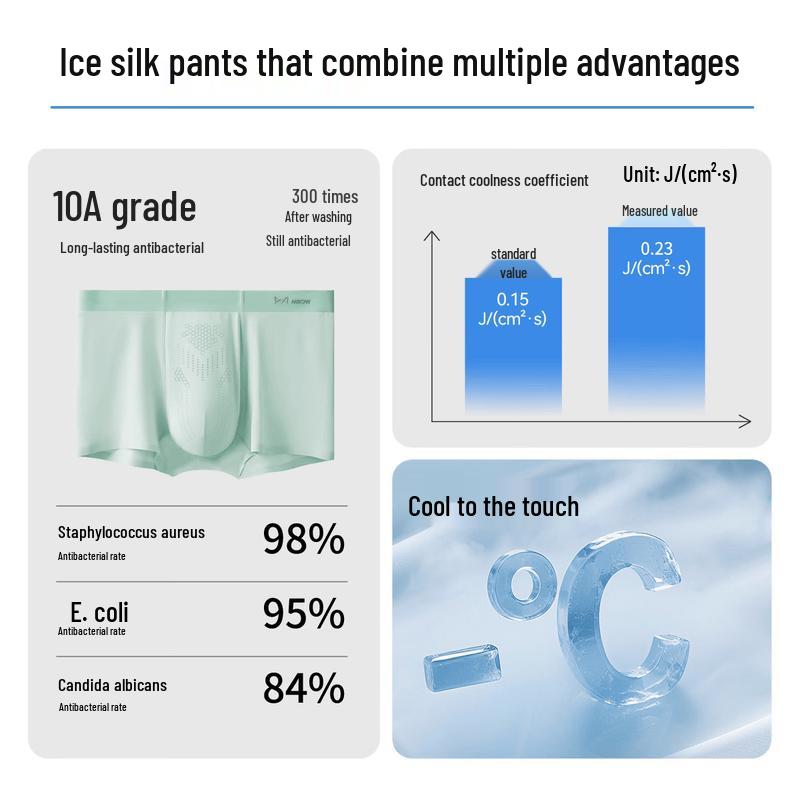 Maoren Men's EBM Sterilized Ice Silk Boxer Briefs 4-Pack