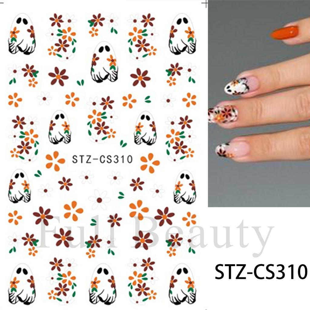 New Nail Art Stickers Halloween Cartoon Scar Pumpkin Bat Spider Web Adhesive Nail Sticker