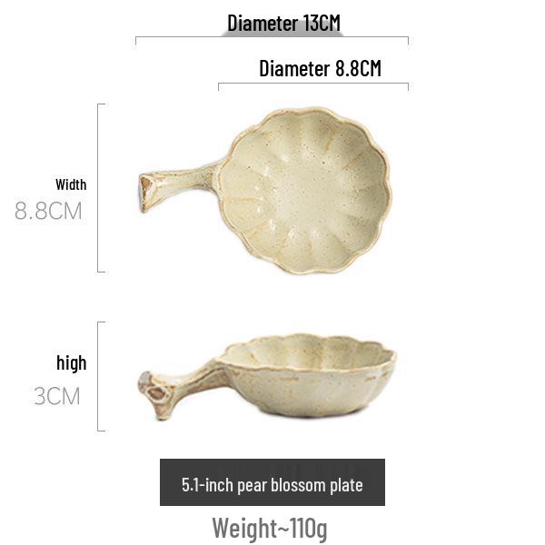 Japanese Handmade Wabi-Sabi Style Retro Pottery Salad and Dessert Plate