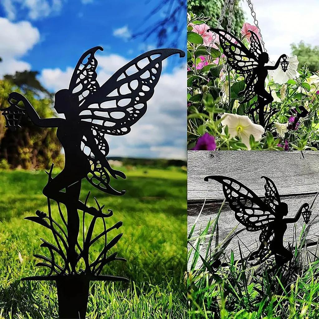 Garten Dekorations Blumen Elfen 3er Set, Metall Märchen Statue, Geeignet für Hof, Blumentopf, Rasen, Dekoration Geschenk