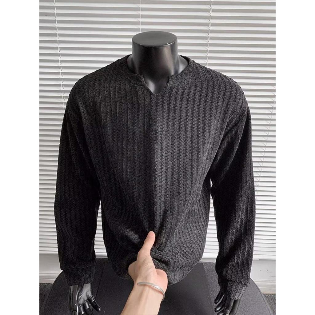 Unisex Herringbone Henley Hoodie: Autumn Houndstooth Long Sleeve Layer