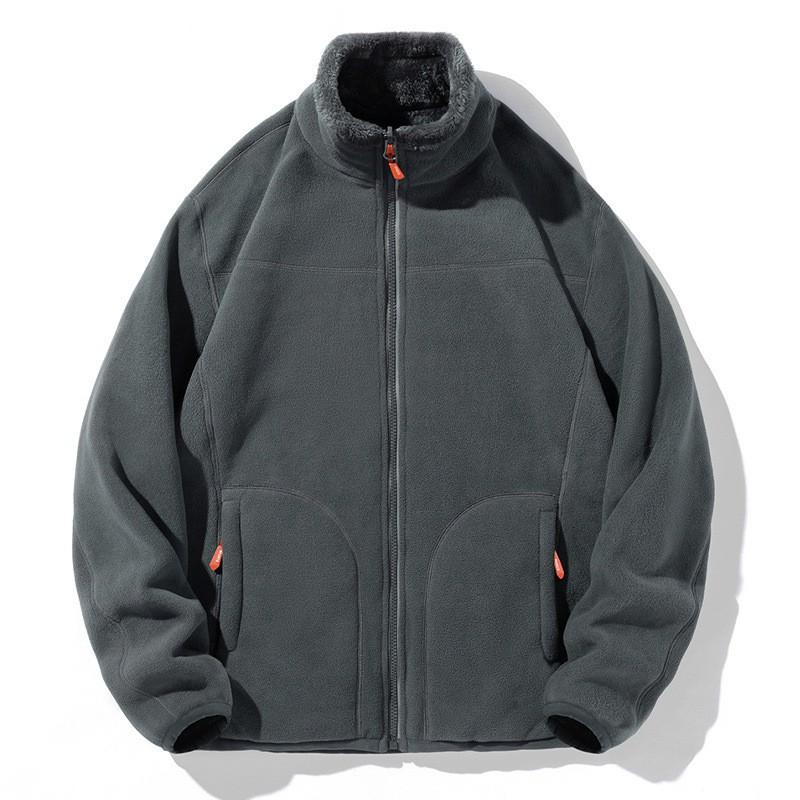 Unisex Fleece Jacket Double-Sided Wearable Warm Outdoor Pullover Hiking Running Cycling Winter