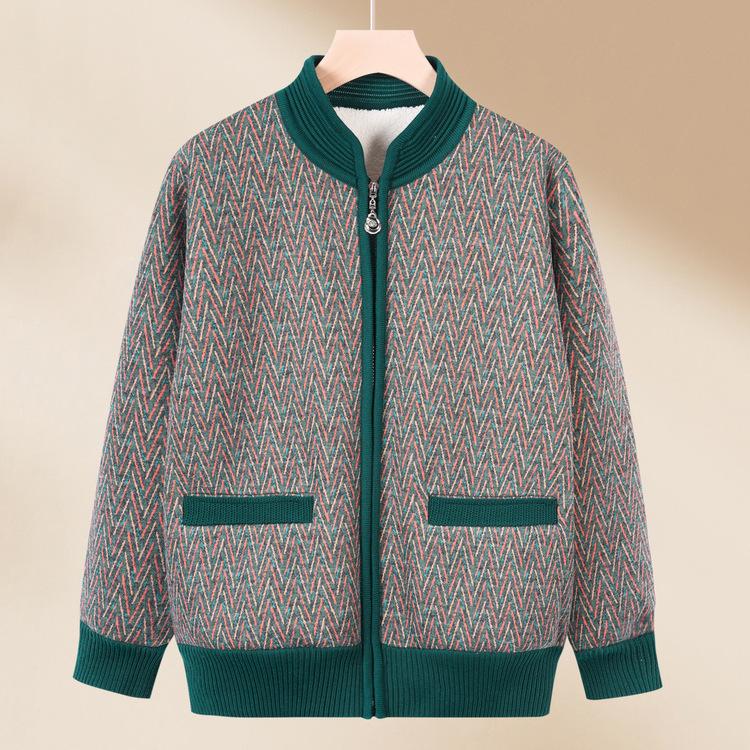 

Весенне-осеннее теплое пальто для пожилых людей, весеннее платье бабушки и бархатный свитер с подкладкой, зимнее пальто маленькой мамы 4XL зелёный