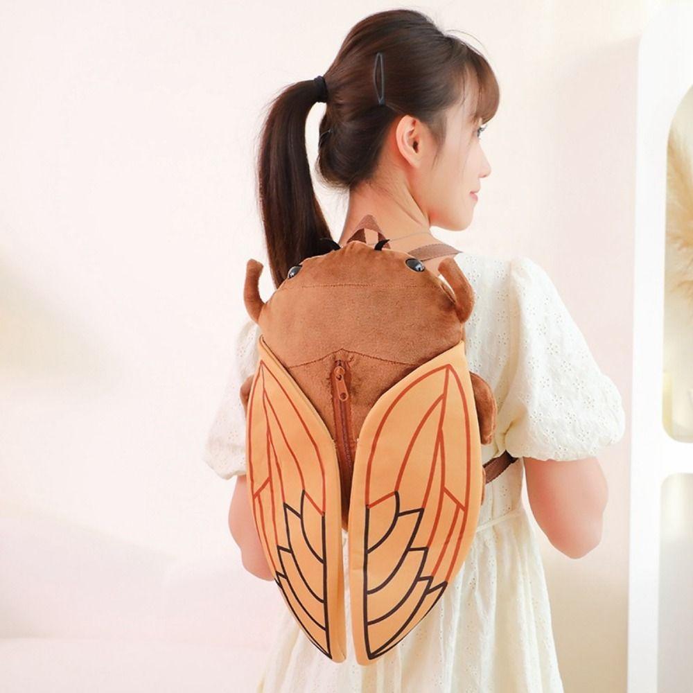 Soft Toy Cicada Plush Doll Backpack Zipper Design Beetle Mini Knapsack Bags Girls Boys Gifts