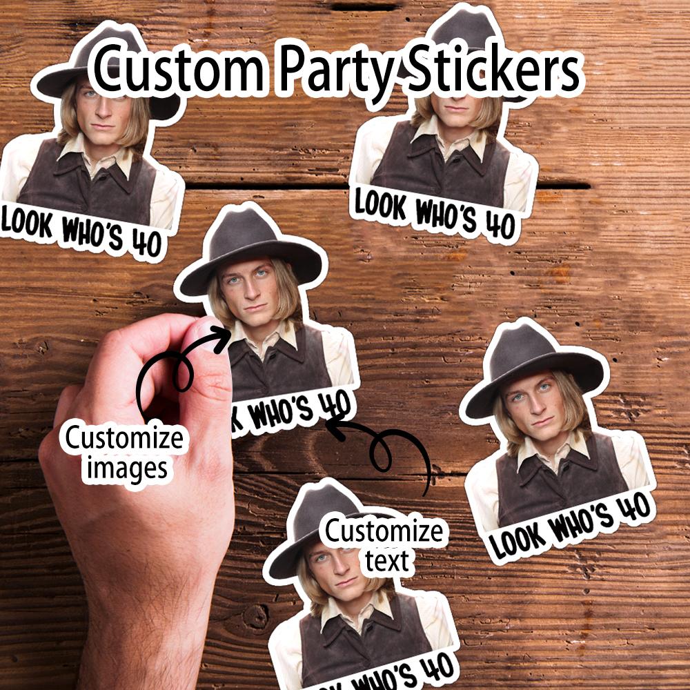 20pcs Custom Retro Face Stickers Personalized Funny Birthday Photo Stickers Retro 30th 40th 50th 60th Birthday Party Decorations