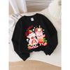 European Sizes Girls Soft Crewneck Sweatshirt Sweet Strawberry Ice Cream Cartoon Print, Casual All-Match, Ideal Holiday Present