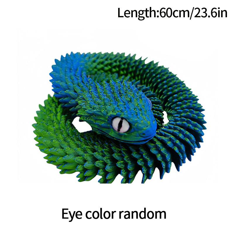3D Printed Snake 3D Printing Fidget Animals Crystal Viper Snake Model Movable Joint Simulation Desk Toys Car Ornaments Kids Gift