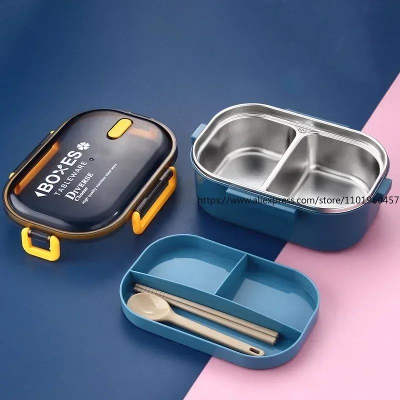 Double Layer Stainless Steel Lunch Box Leak-Proof Bento Box Dinnerware SetMicrowave Adult Student Food Container, Large Capacity