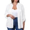 Women's Casual Loose  Shirt Collar Embroidered Hollowed Out Shirt Top