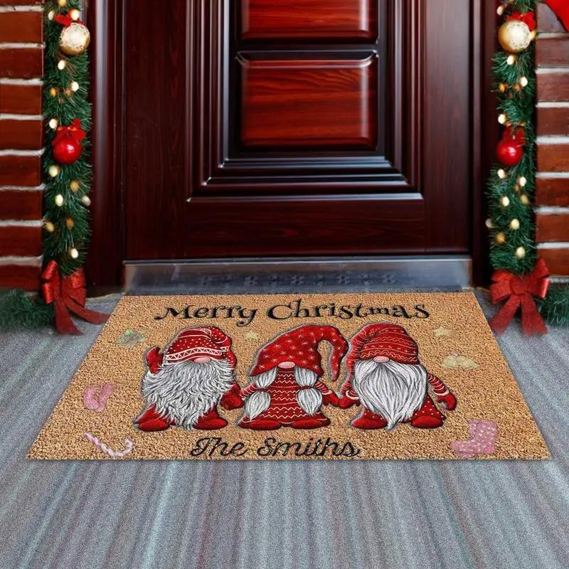 40*60cm Christmas Door Mat New Year Nonslip Entryway Floor Rug Floor Decoration Cartoon Pattern Pad Letters Doormat Home Carpet