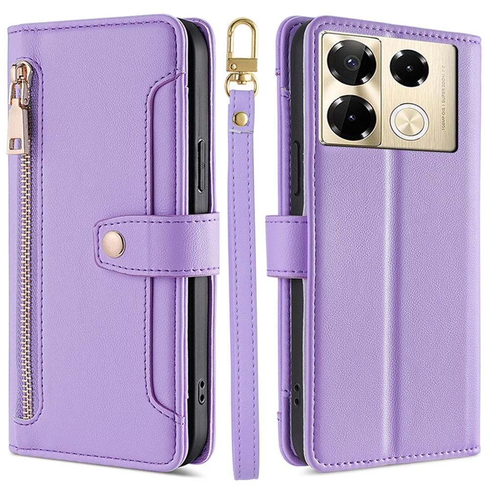 For Infinix Note 40 Pro 4G Crossbody Phone Case PU Leather Wallet Zipper Phone Cover