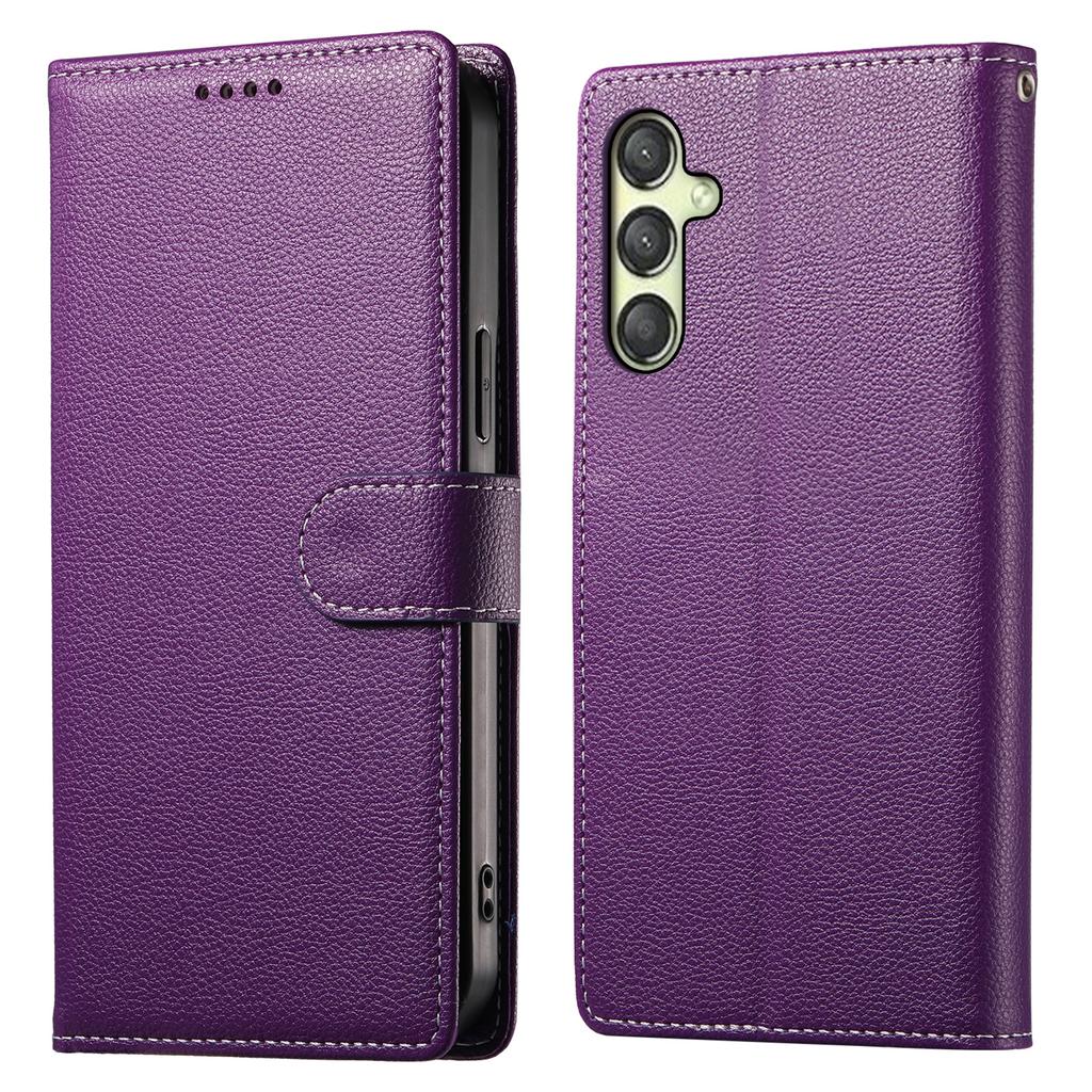 DF-012 For Samsung Galaxy A25 5G (Global) (161.0 X 76.5 X 8.3mm) Case Litchi Texture Leather Wallet Stand Phone Cover