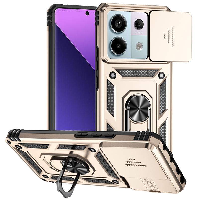 For Xiaomi Poco X6 5G Case Slide Camera Lens Protect Phone Case For PocoX6 Poko Little X6 X 6 6X Magnetic Ring Holder Back Cover