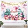 Pink Christmas Tapestry Santa Claus Wall Art for Living Room Bedroom Cute Snowflake Wall Hanging Blanket Merry Christmas Treeand