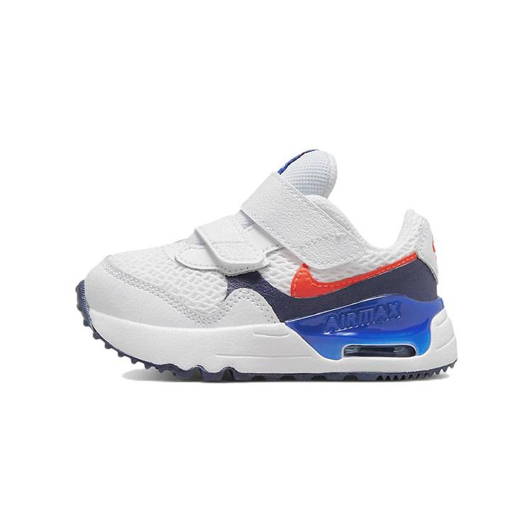 

Новые кроссовки Nike Air Max SYSTM с нескользящей амортизацией, износостойким низким верхом для малышей, белые/синие, для младенцев и малышей DQ0286-101 25