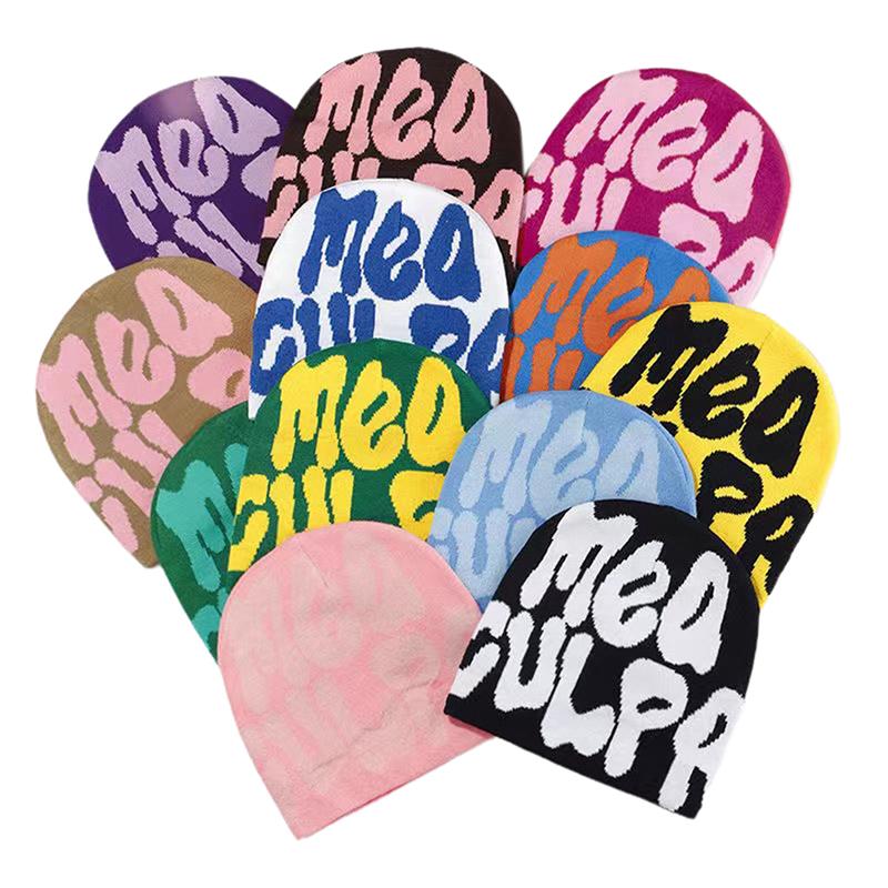 Hight Quality Trendy Hip-Hop Letter Printed Beanie Cap For Men Women Korean Style  All-Match Caps Autumn Winter Warm Hats