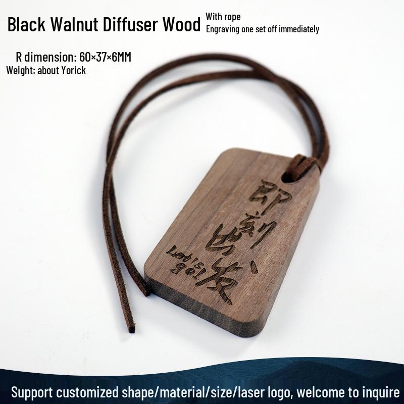 Natural Black Walnut Blessing Keychain Pendant with Custom Engravings