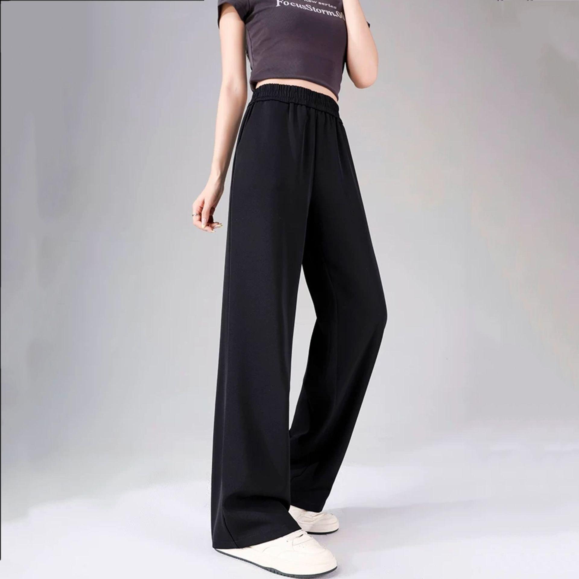 BOGO Women s Black High-Waisted Wide-Leg Pants - Casual, Slimming, Loose Fit for Spring and Summer XXL (64-75 kg)