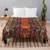 Wielobarwna Boho Artystyczny Design Koc Rzucany Puszysty Miękki Ciepły Zimowy Koc
