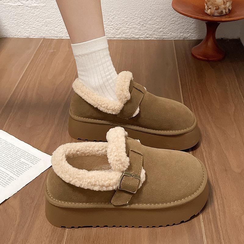 The New Thick-soled One-foot Low-top Breaded Women's Shoes and Fleece Versatile Cotton Shoes of MAO MAO Shoes