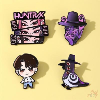 4Pcs/Set KPop Demon Hunters Series 02 Brooches - Doodle Enamel Backpack Button Pins Badges