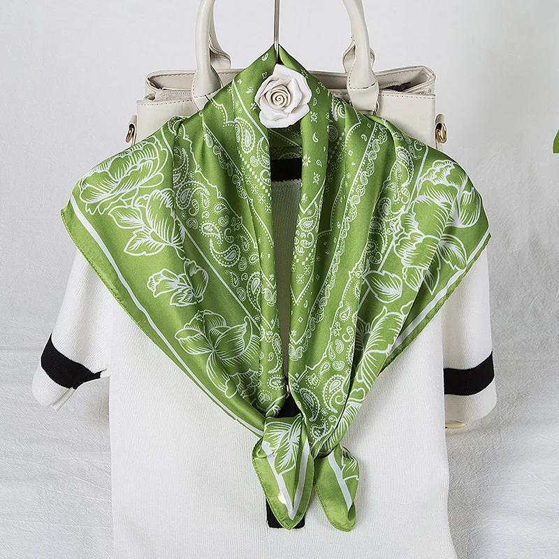 Fashion Paisley Print Kerchief Women Hair Scarf Silk Headband Bandana Head Scarves Female 70*70cm Square Hijab Scarfs For Ladies