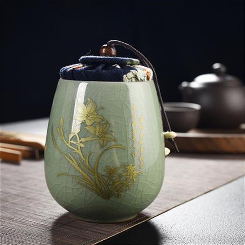 Ge Kiln Celadon-Teedose im chinesischen Stil, versiegelter Keramik-Vorratsbehälter, dekoratives Porzellangefäß für Zuhause, feuchtigkeitsbeständige Teedose