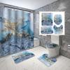 4-Pack Marble Shower Curtain, 3D Fabric Bathroom Curtain With Hooks, Flannel Toilet Seat, Non-Slip Rug