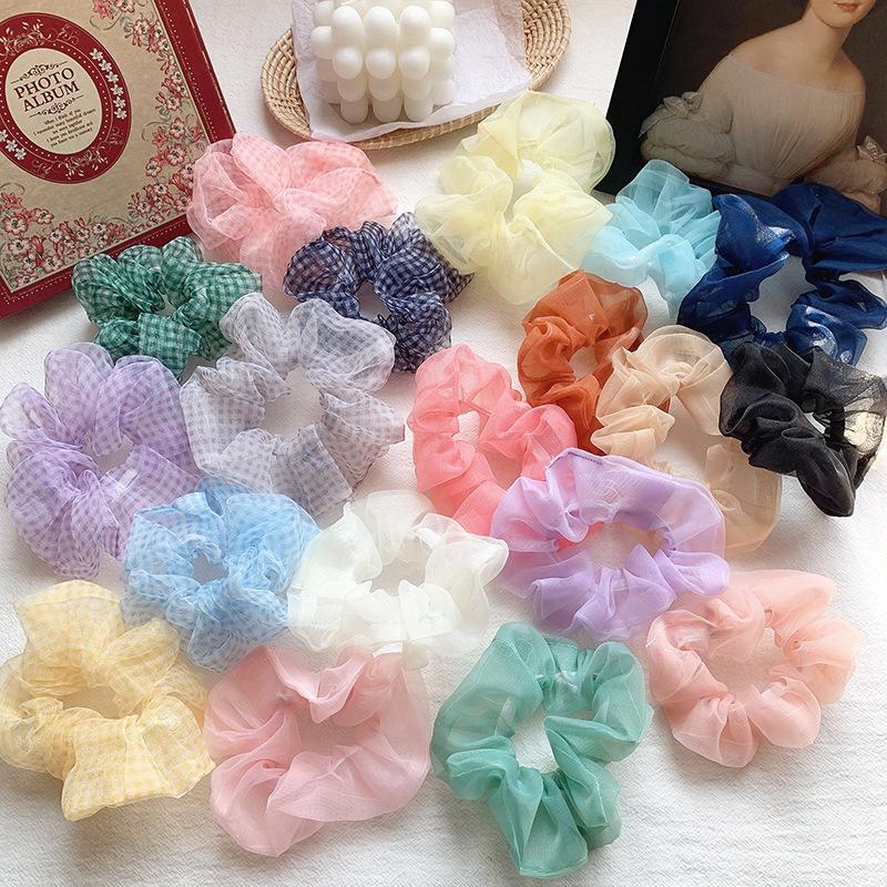 French Organza Scrunchies, Mesh Hair Ties, Hair Accessories For Women, Scrunchies For Bun Hairstyles