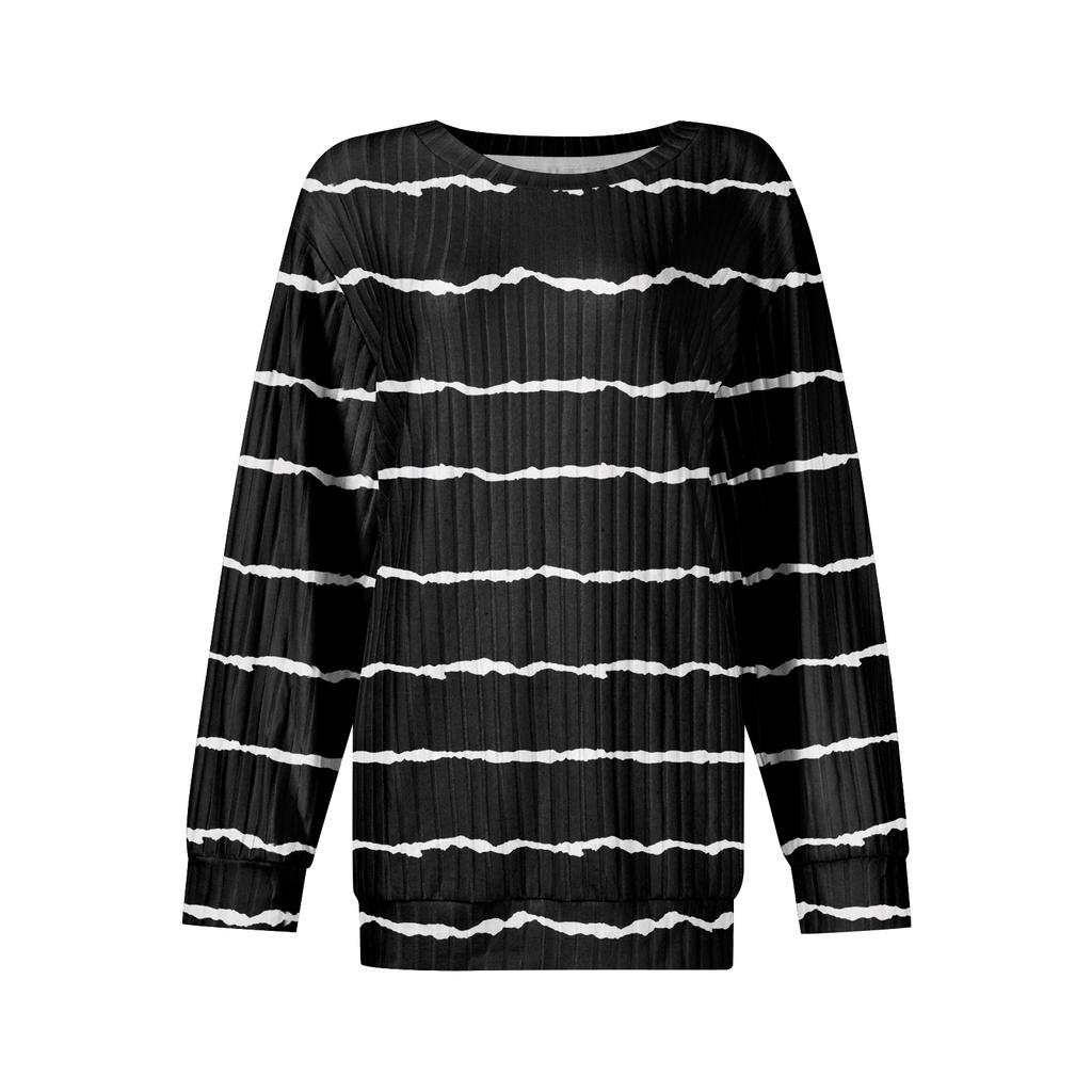 Women's Printed Lightweight Brushed-Cotton Round Neck Top