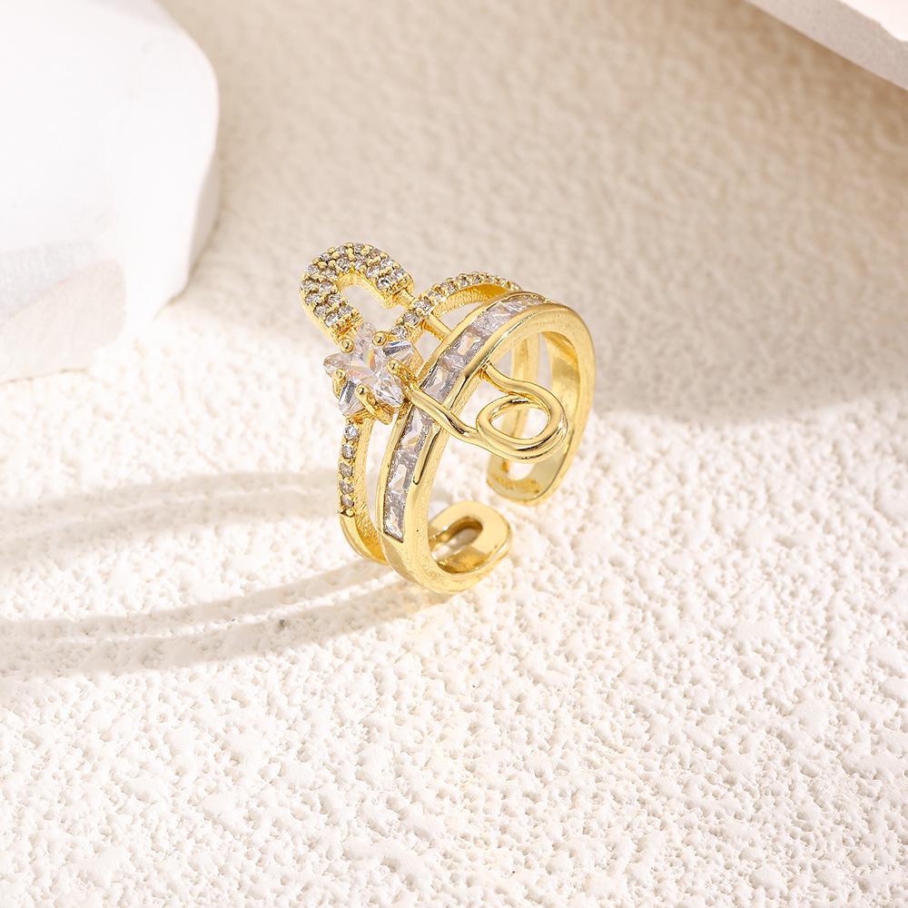 

Регулируемое кольцо-булавка из 18-каратного золота - Европейско-американский хип-хоп стиль