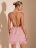 New Women's Irregular Backless Lace-up Dress with Solid Color and Sexy Cake Skirt