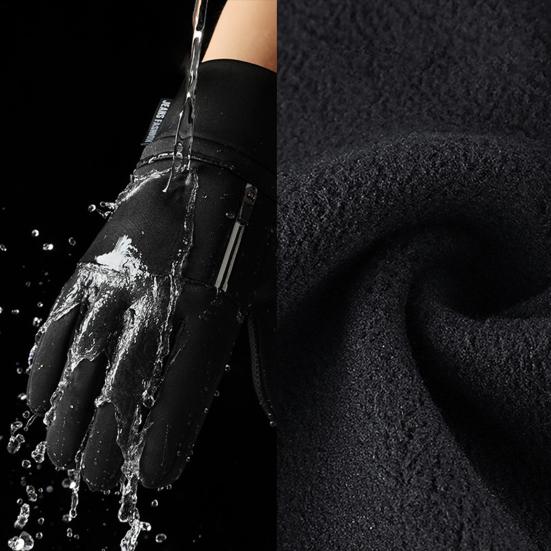 1 Pair Winter Cycling Gloves Great Friction Particle Palm Finger-flip Touch Screen Unisex Soft Thickened Warm Windproof Waterproof Reflective Zipper