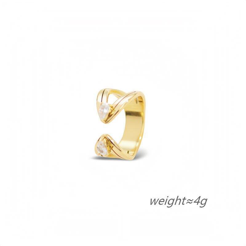 YF8350 Fashionable Minimalist Inlaid Teardrop Zircon Open Ring 18K Gold Plated Waterproof Stainless Steel 6
