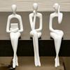 huaqianguhh 3Pcs/Set Abstract Human Figurines, 3D Printed Modern Minimalist Art Sculpture, Artistic Sitting Figure Statues for Home Shelf Table
