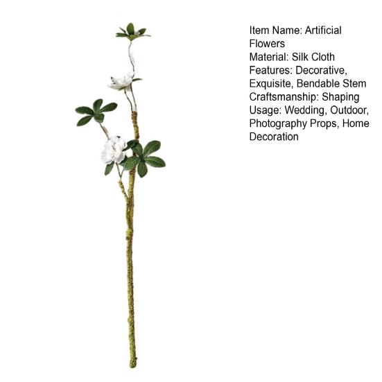Artificial Azaleas Realistic White Flowers Bendable Stems Long-Lasting Lifelike Flowers No Maintenance Home Decor Wedding Floral