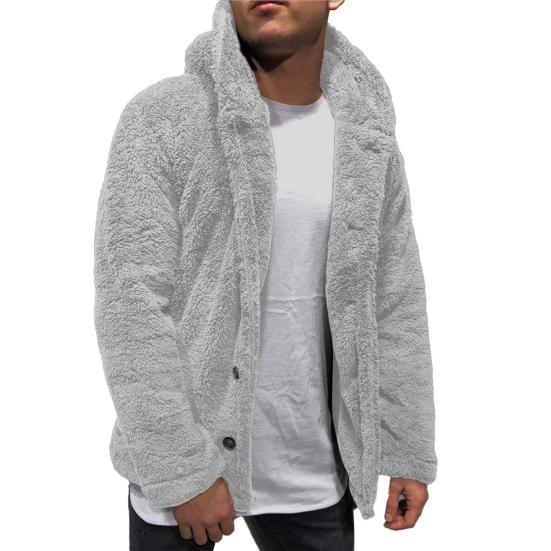 Men Coat Lapel Long Sleeve Single Breasted Outerwear Solid Color Thickened Velvet Winter Jacket Overcoat