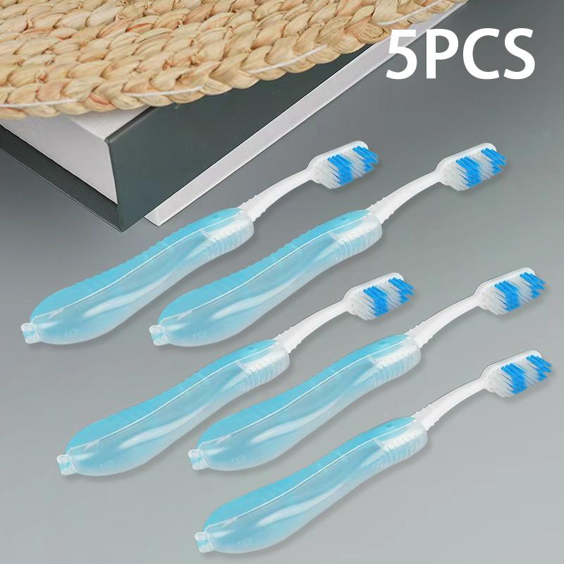 Foldable Travel Toothbrushes, Portable Disposable Soft Bristle Toothbrushes with Protective Covers for Travel and Camping
