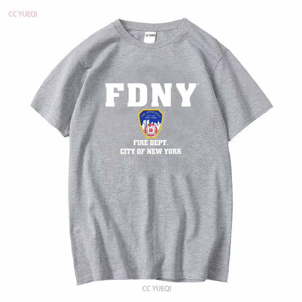 NYC Fire T Shirt Vintage Blue large department New York City Y2k long or short sleeves vintage Washed streetwear Stylish