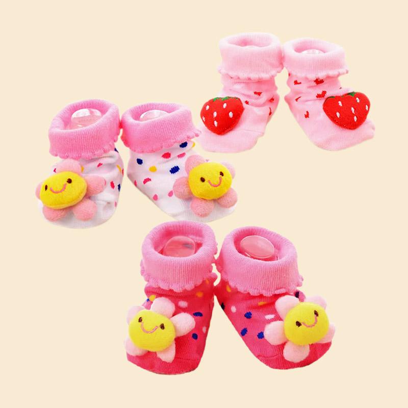 3 Pairs/set Newborn Anti Slip Toddler Socks 0-24 Months Baby Cotton Lovely Animal Socks First Walkers Cartoon Floor Socks New